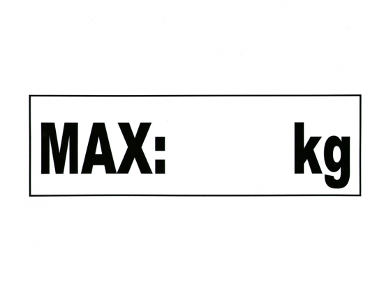AUTOCOLANT "MAX .....KG"