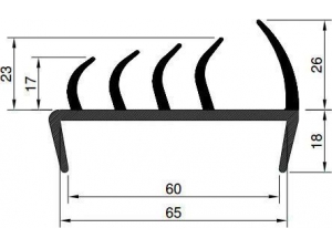 Profil de etanșare a ușii 65mm 5m negru