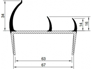 Profil de etanșare pentru uși 65mm 3,2m gri
