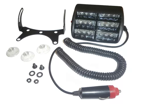 LAMPA STROBOSCOPICA 12V ROSU-ALBASTRU LA PARBRIZ CU VENTUZE