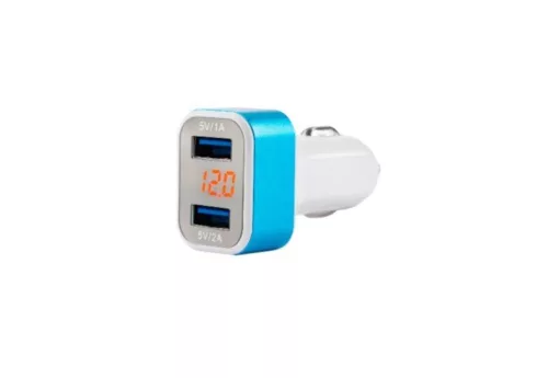 Încărcător telefon 2*USB + voltmetru 12/24V