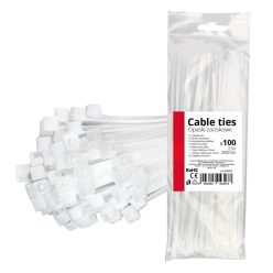   Set de 100 de legături de cablu din plastic, albe (2.5×200mm)