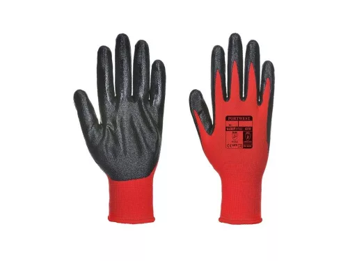 MANUSA DE PROTECTIE DIN POLIESTER ROSU + NEGRU IMERSATE (MARIMEA 11)