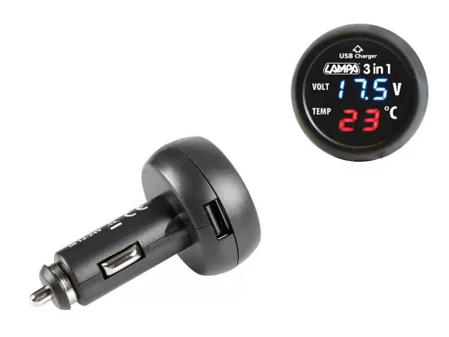 DIGITAL BATTERY GUARD + TERMOMETRU12/24V CU USB