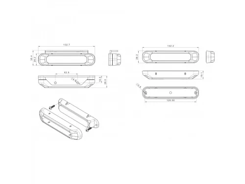 GIROFAR CU LED 12-24V 6 LEDURI, CU DOUA TIPURI DE CARCASA, 6 FUNCTII GALBEN