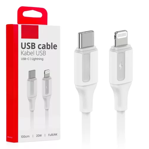 Cablu încărcător telefon USB-C la Lightning 20W 100 cm