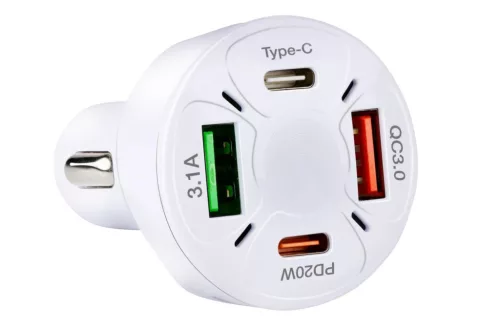 Încărcător auto USB 4-în-1, PD 20 W