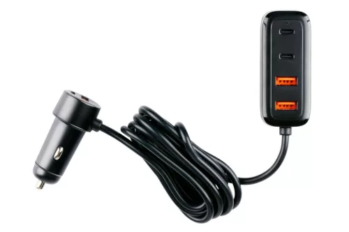 Încărcător auto 12/24 V, USB-A + USB-C, cu funcție hub