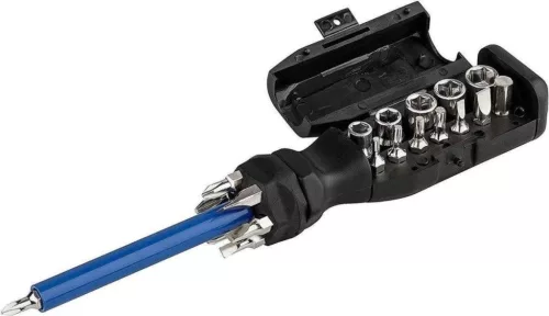 Mâner cu depozitare pentru capete șurubelniță și chei tubulare