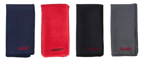 Set 4 lavete microfibră pentru curățare auto, 35x35 cm (bord, parbriz, insecte, lustruire)