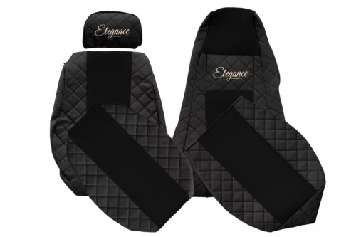 Set huse scaune din piele pentru Scania R/G/P/R (negru)