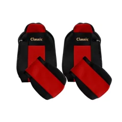   Set huse scaune din pluș pentru Iveco Stralis (HI-WAY / XP) (negru/roșu)