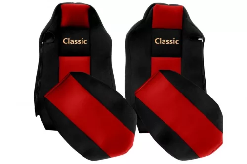 Set husă de scaun plușată MAN TGX (scaun șofer ISRI, negru/roșu)