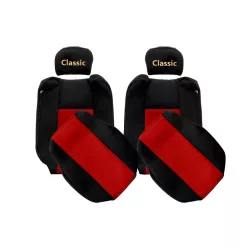Set huse de scaun plușate Renault T (negru/roșu)