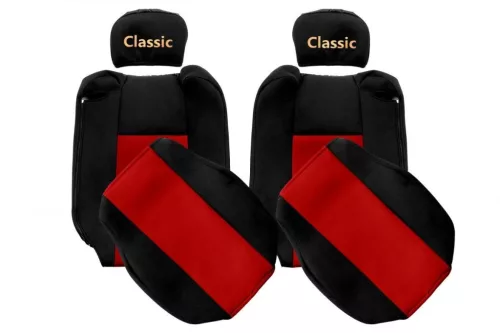 Set huse de scaun plușate Renault T (negru/roșu)