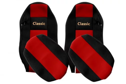 Set husă de scaun pluș MAN TGX (negru/roșu)