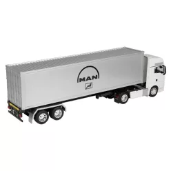 Cap tractor MAN TGX 1:32 cu remorcă - alb/gri