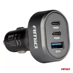   Splitter priză brichetă 2x USB-C PD65W PD20W + 1 USB-A 12/24V
