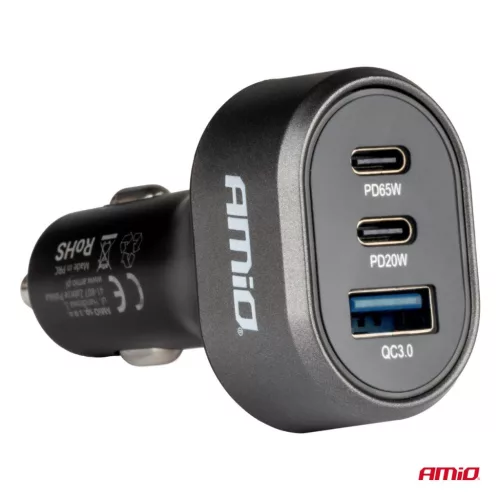 Splitter priză brichetă 2x USB-C PD65W PD20W + 1 USB-A 12/24V