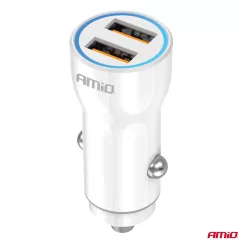   Încărcător pentru brichetă auto 2x USB-A cu lumină albastră