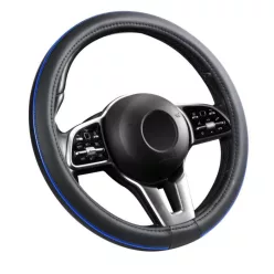 Husă volan aspect piele 38 cm / inserții albastre