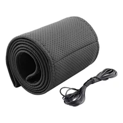 Husă de volan din piele naturală, cu șiret – 42 cm