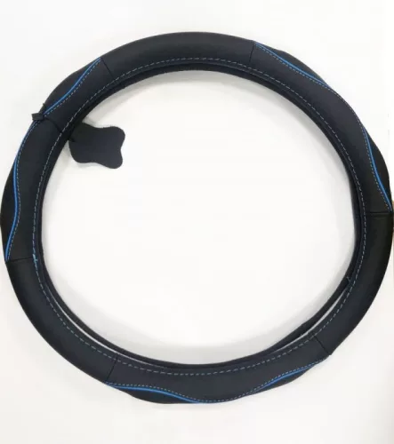 Husă de volan din piele naturală SPORT BLACK BLUE 38 cm