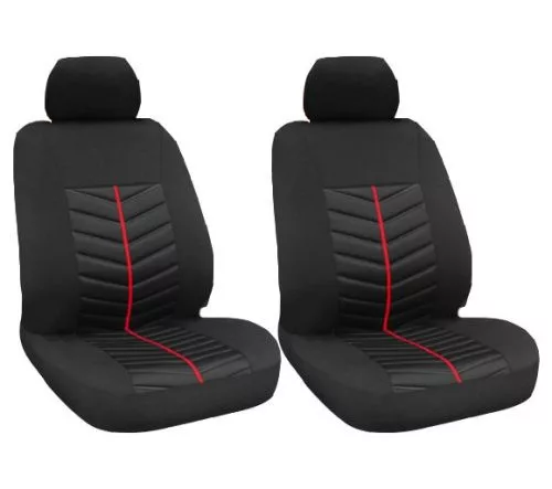 Set 2 huse universale pentru scaun cu airbag - model negru/roșu