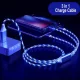 Cablu de încărcare LED luminos 3 în 1 Micro USB + Type C + Apple Lightning - albastru