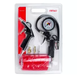 Pistol de suflat cu manometru și set de duze