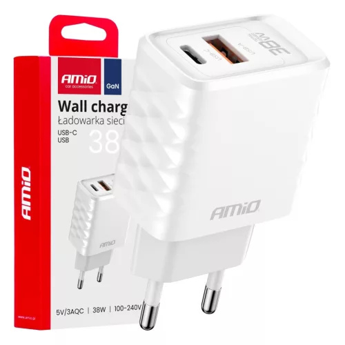 Încărcător rapid de rețea 38W USB-A/USB-C