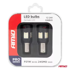   Bec LED CANBUS PRO BA15S P21W R10W R5W alb cu ventilator 12/24V (2 buc.)