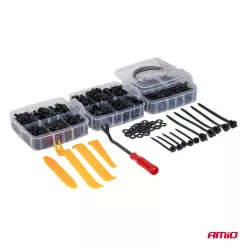 Set de capse și clipsuri negre, 650 buc.