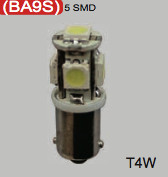 Bec LED BA9S T4W 12V (5smd - alb) 2pcs