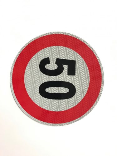 Autocolant reflectorizant cu limitator de viteză mare 50