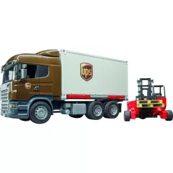 Camion Scania UPS cu container și stivuitor
