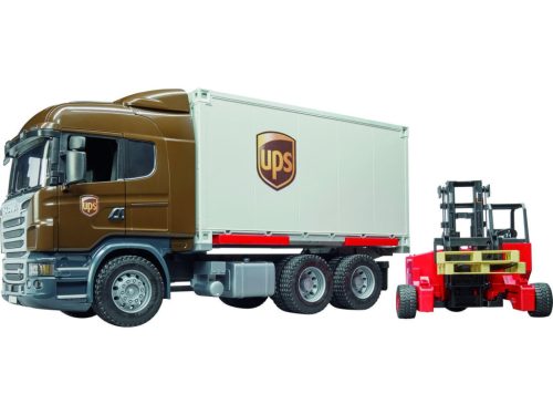 Camion Scania UPS cu container și stivuitor