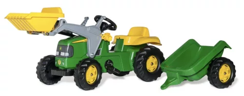 John Deere RollyKid cu încărcător frontal și remorcă