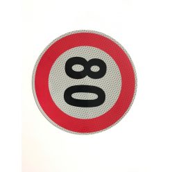 Autocolant reflectorizant cu limitator de viteză mare 80