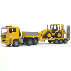 Camion platformă MAN TGA + excavator JCB 4CX