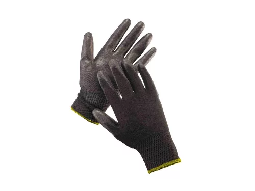MANUSA DE PROTECTIE DIN POLIESTER + NEGRU IMERSATA (MARIMEA 10) HS-04-003