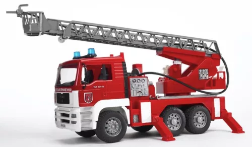 Camion de pompieri MAN cu scară pivotantă, modul de alarmă luminoasă și sonoră