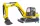 CAT mini excavator + lucrător în construcții