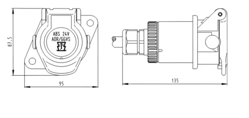 Priză electrică ABS/EBS șurub 7p.