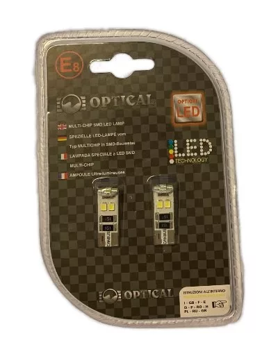 Bec LED T10 canbus, 8 LED-uri 24V alb 1 pereche