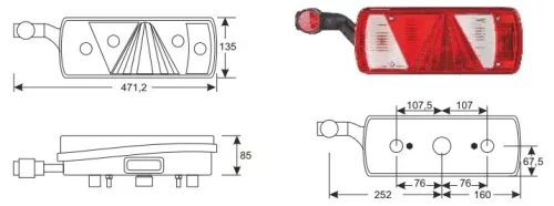 Lampă spate Ecopoint II cu indicator de lățime stânga