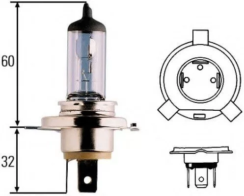 Bec Hella H4 Lumină albastră 12V 60/55W