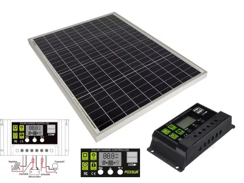 KIT SOLAR FOTOVOLTAIC 50W / 12-24V (PANOU FOTOVOLTAIC SI REGULATOR TENSIUNE)