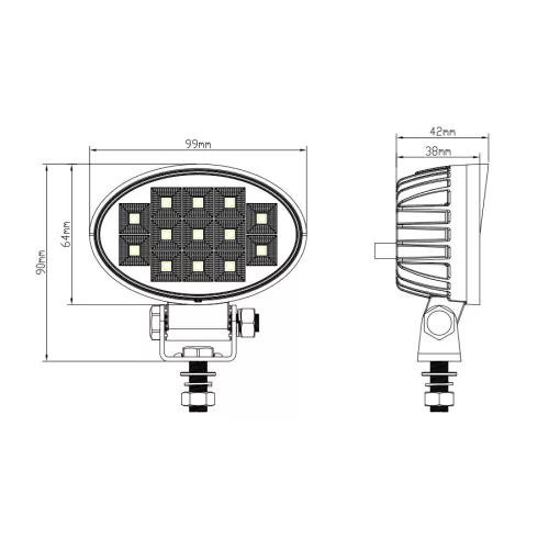 Lampă de lucru ovală 13LED 19W 12/24V
