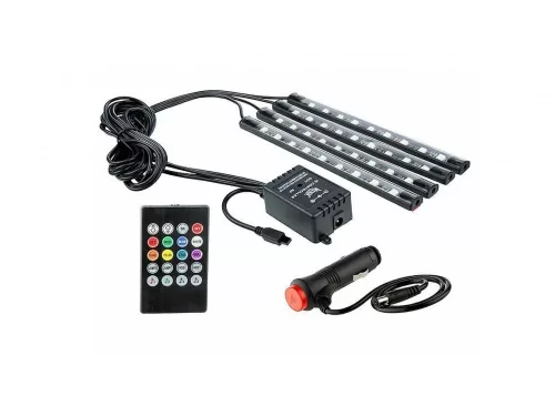 BANDA LED LUMINOASA 12V MULTICOLOR, CU TELECOMANDA LED PENTRU SPATIU INTERIOR,CU MUFA DE BRICHETA (4X9)